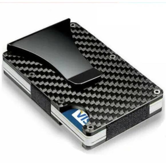 RFID Carbon Fiber Money Clip Wallet Minimalist Mens Survival Christmas Gift NEW - Picture 1 of 4